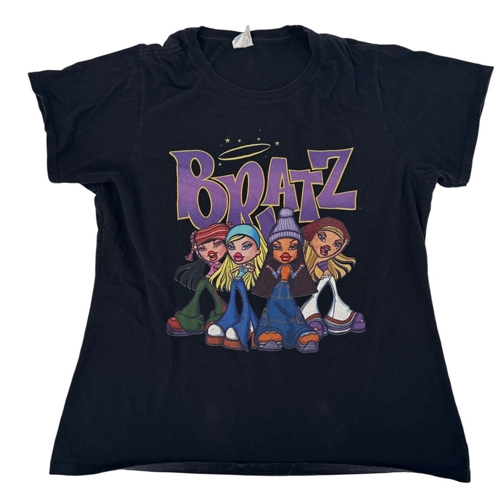Bratz Graphic Ring Spun Cotton T-Shirt Black Womens XL Y2K‎ Core Four Characters